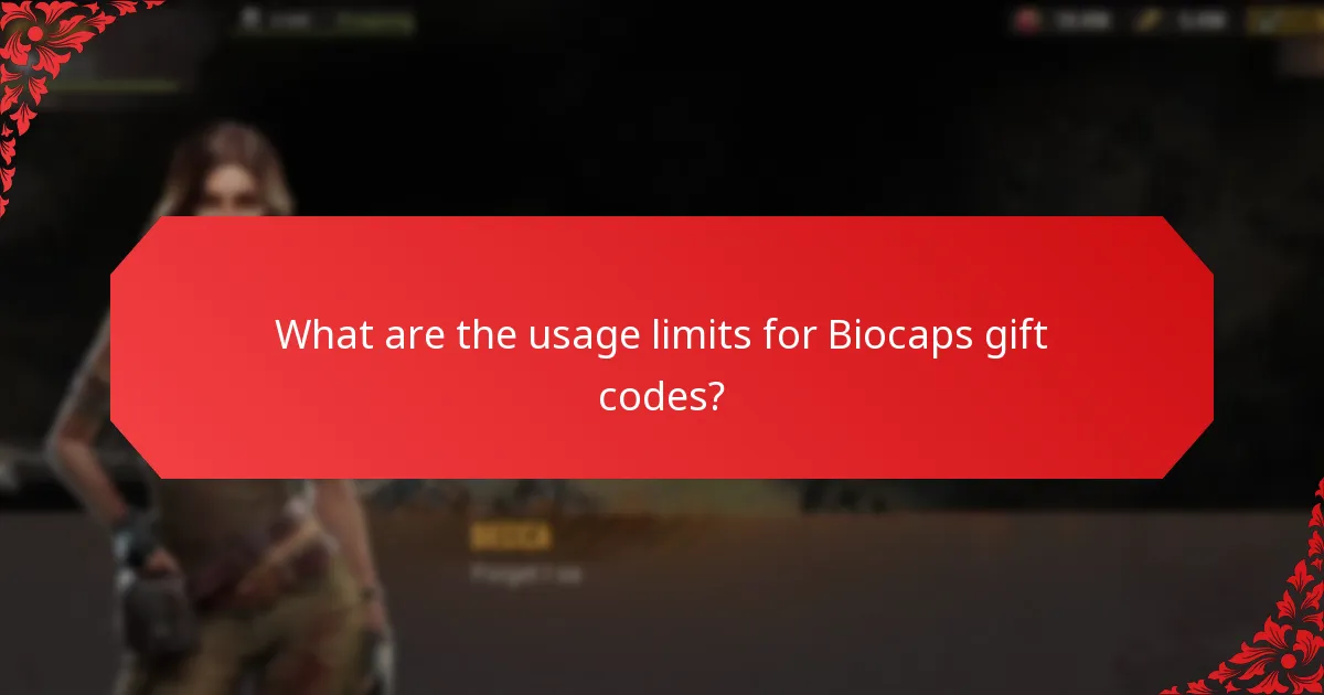 What are the usage limits for Biocaps gift codes?